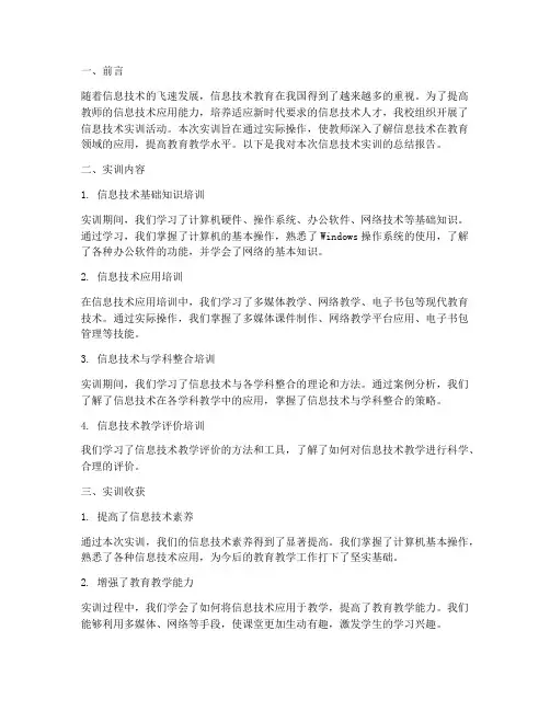 信息技术实训总结报告