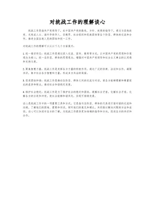 对统战工作的理解谈心