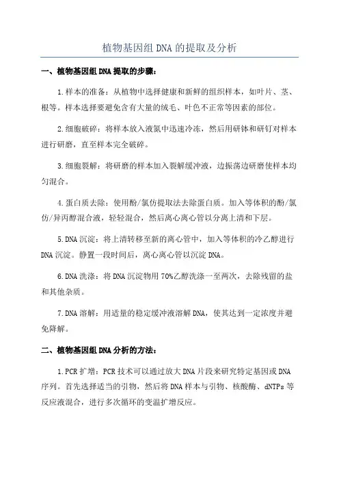 植物基因组DNA的提取及分析