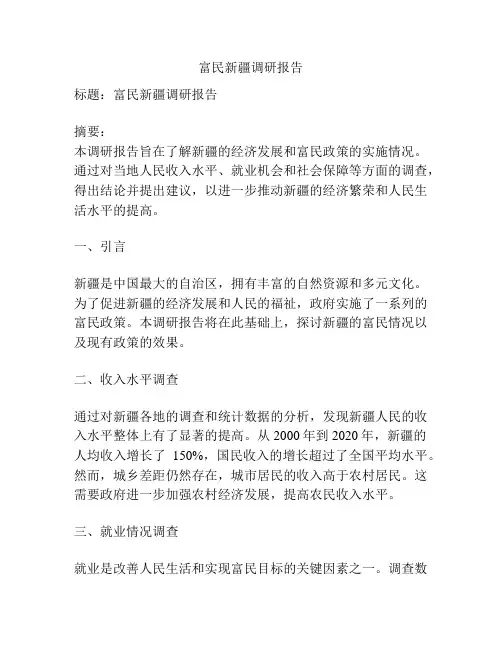 富民新疆调研报告
