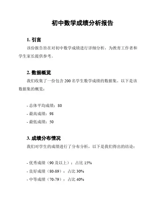 初中数学成绩分析报告