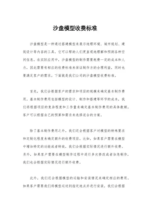 沙盘模型收费标准