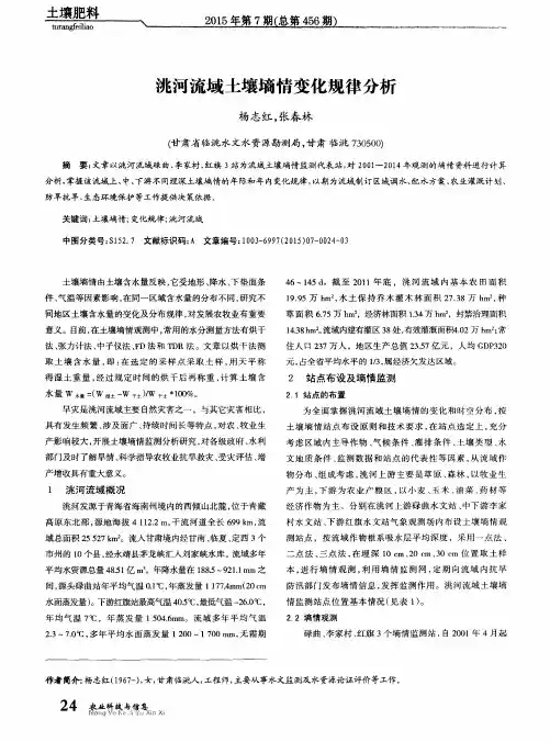 洮河流域土壤墒情变化规律分析