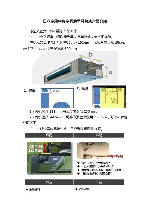 日立家用中央空调薄型风管式产品介绍