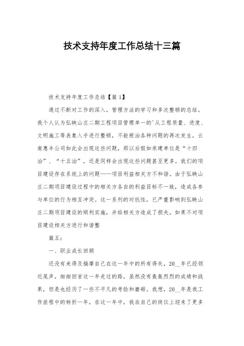 技术支持年度工作总结十三篇