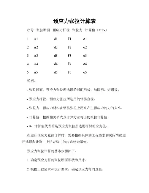 预应力张拉计算表