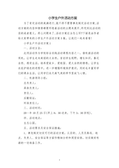 小学生户外活动方案