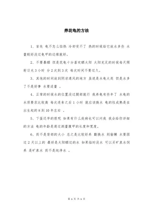 养花龟的方法