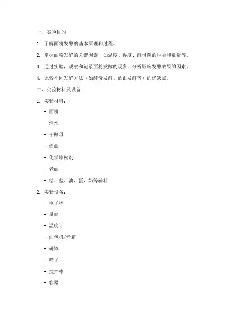 面粉发酵的实验报告