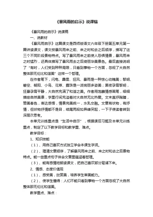 《暴风雨的启示》说课稿