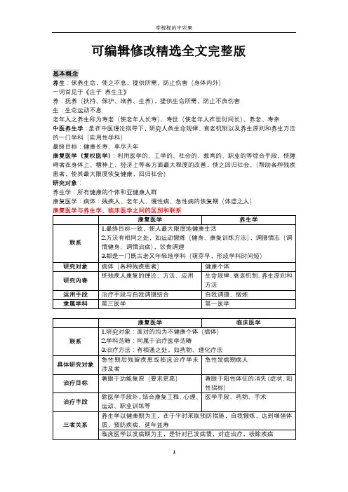 中医养生康复学精选全文