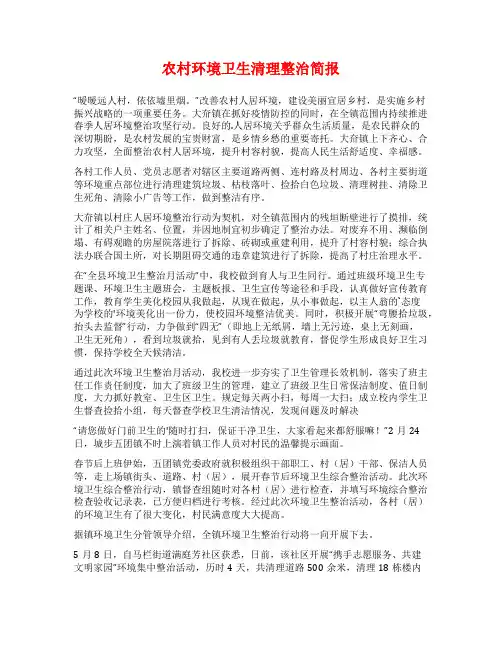 农村环境卫生清理整治简报