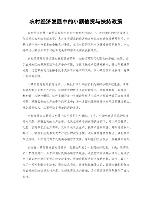 农村经济发展中的小额信贷与扶持政策
