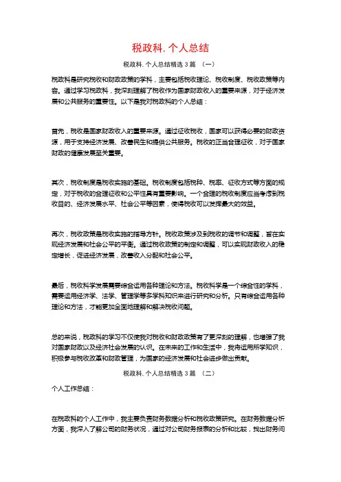 税政科,个人总结3篇