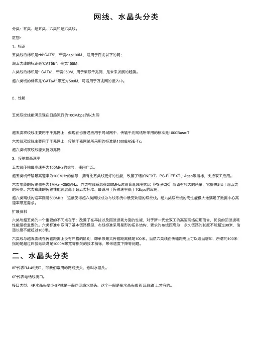 网线、水晶头分类