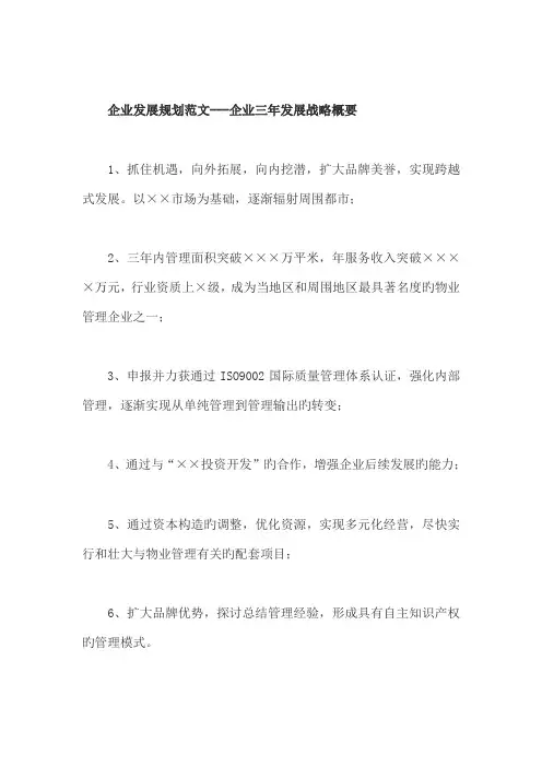 企业三年发展规划范本