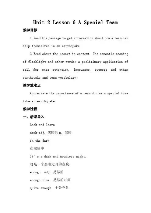 【精选备课】北师大版英语八年级上册Unit2Lesson6ASpecialTeam教案