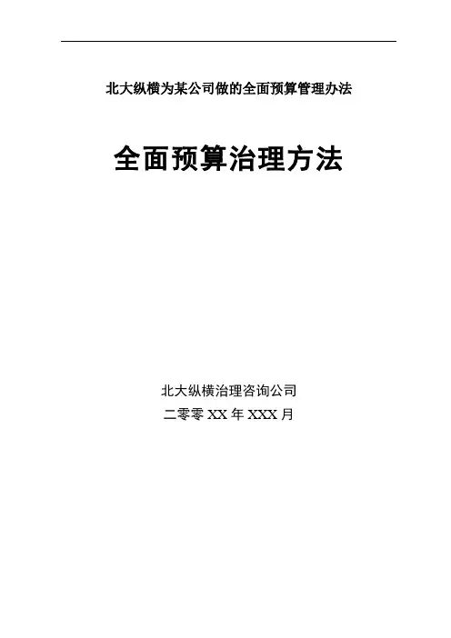 北大纵横为某公司做的全面预算管理办法