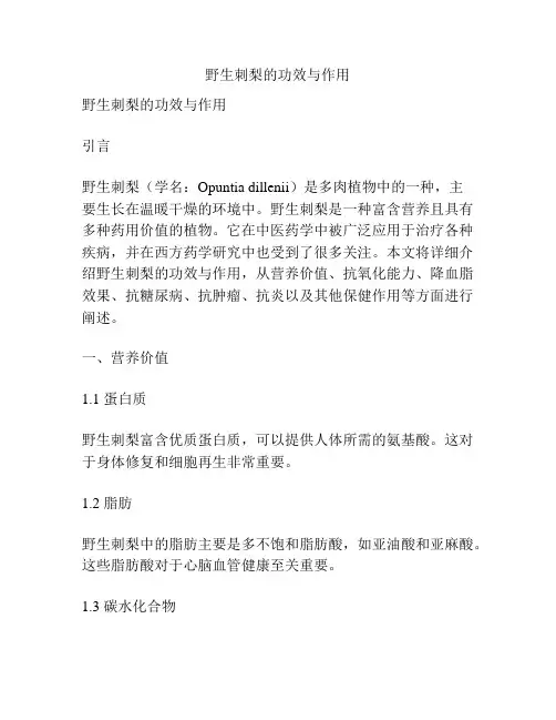 野生刺梨的功效与作用