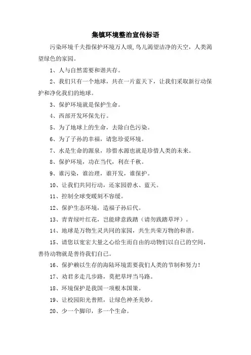集镇环境整治宣传标语
