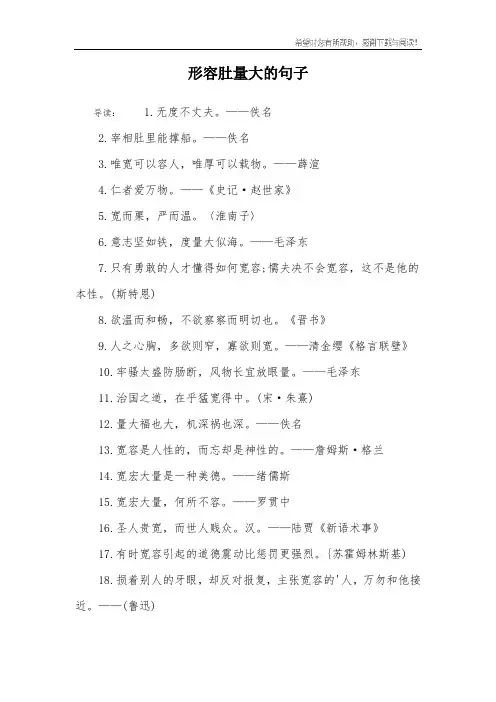 形容肚量大的句子