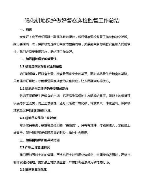 强化耕地保护做好督察迎检监督工作总结