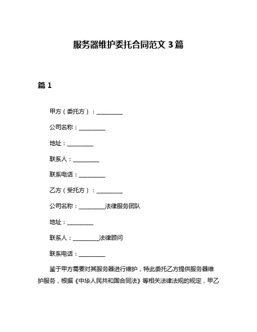 服务器维护委托合同范文3篇