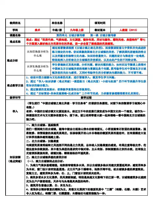 中国南北方古城镇的异差
