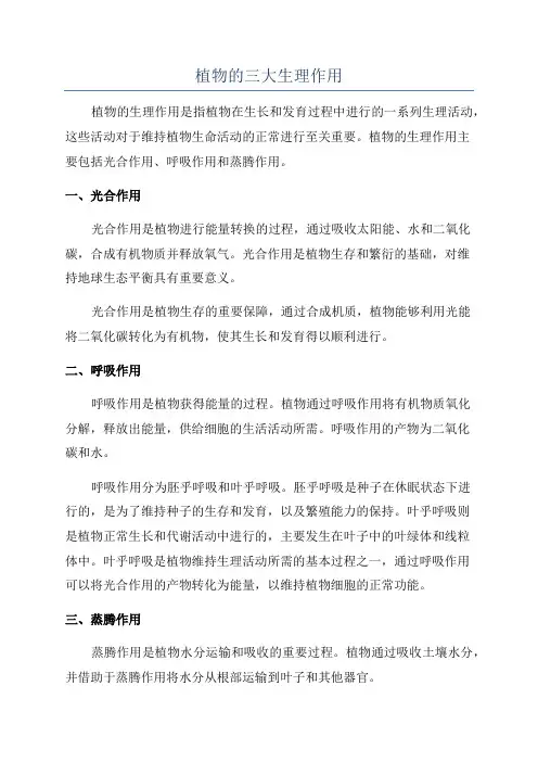 植物的三大生理作用
