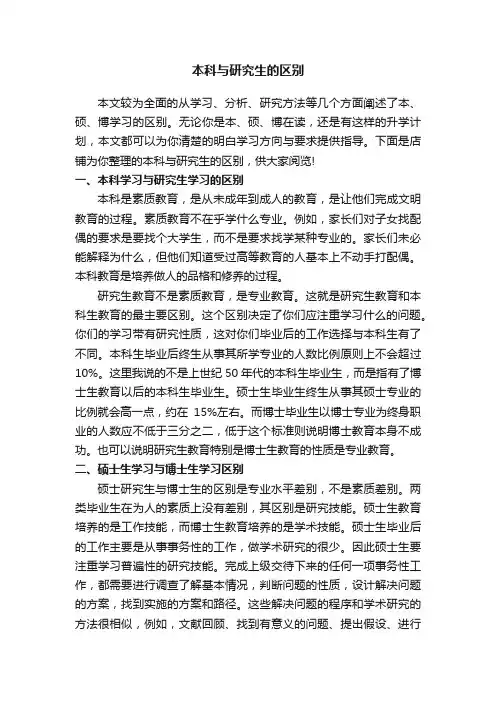 本科与研究生的区别