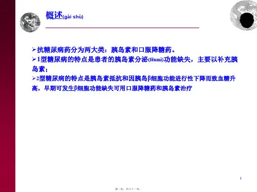 医学专题抗糖尿病药分类及特点