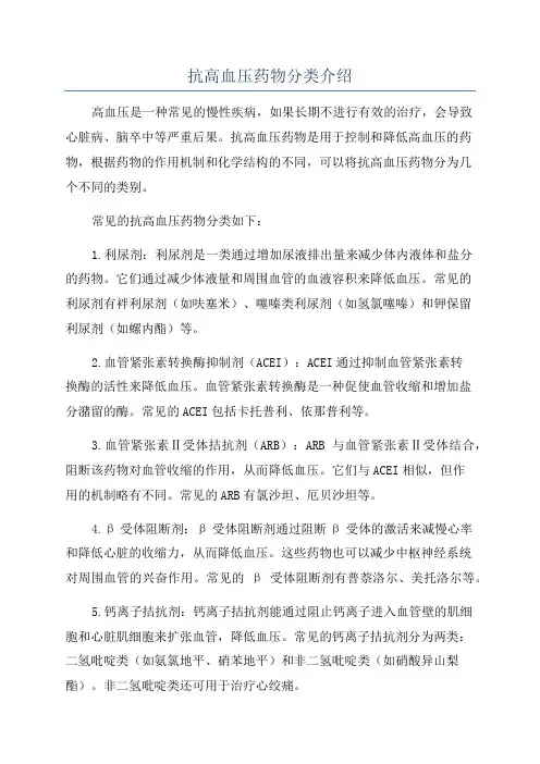 抗高血压药物分类介绍