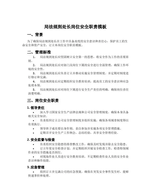局法规处处长岗位安全职责模板