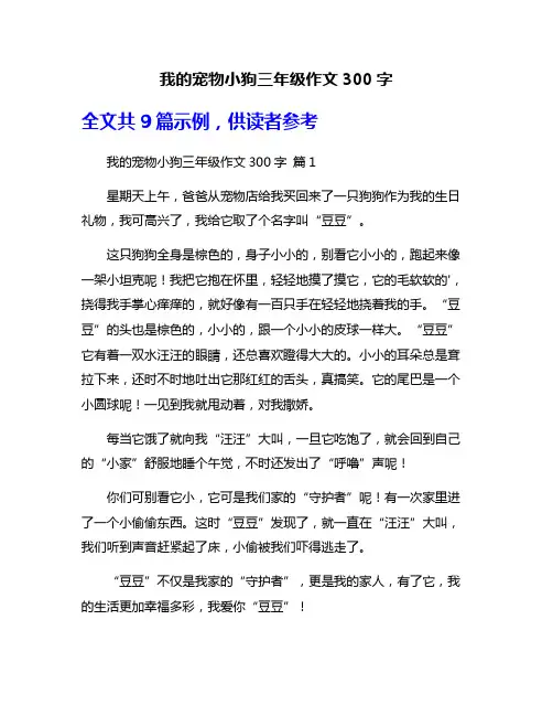 我的宠物小狗三年级作文300字