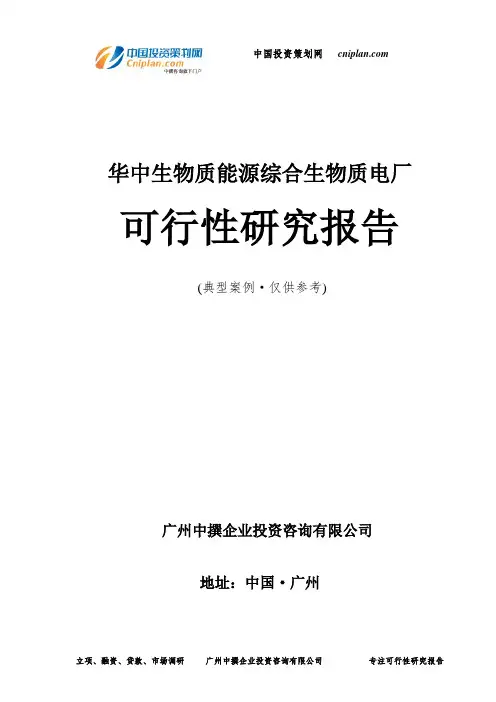 华中生物质能源综合生物质电厂可行性研究报告-广州中撰咨询