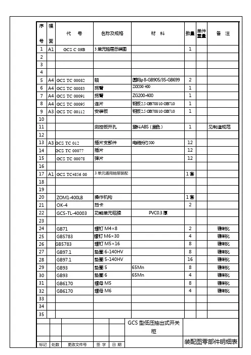 装配图零件明细表GCS