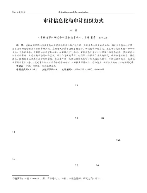 审计信息化与审计组织方式