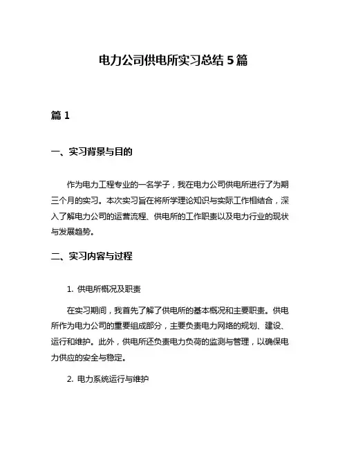 电力公司供电所实习总结5篇
