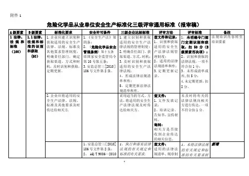 危险化学品从业单位安全生产标准化三级评审通用标准(报审稿)