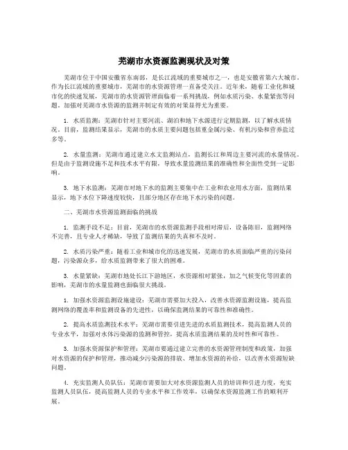 芜湖市水资源监测现状及对策