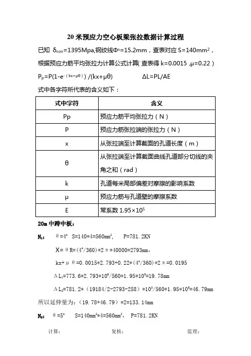 20米空心板张拉数据