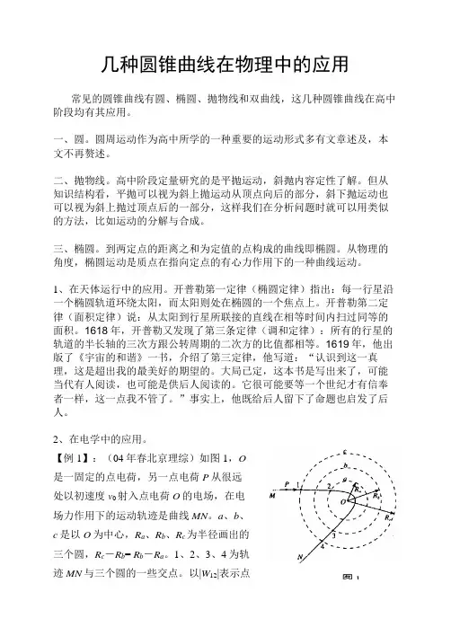 几种圆锥曲线在物理中的应用