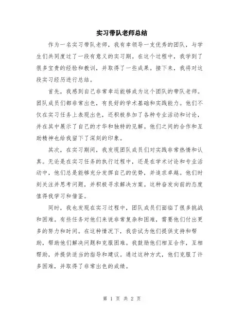 实习带队老师总结