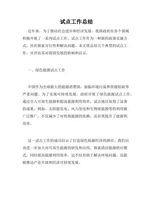 试点工作总结