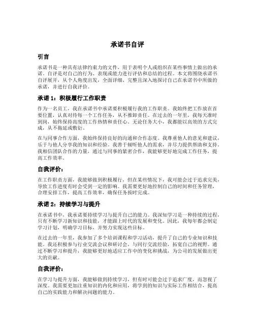 承诺书自评