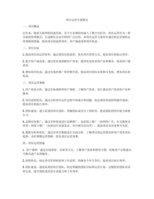 项目运营方案模式