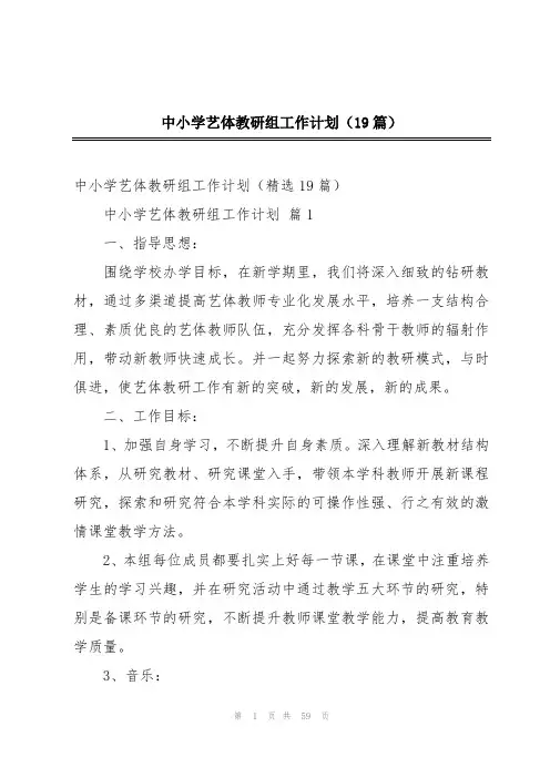 中小学艺体教研组工作计划(19篇)