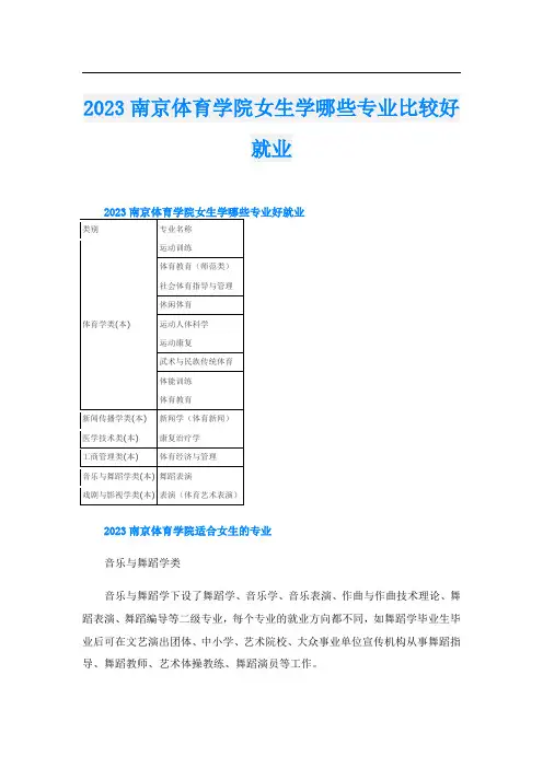 2023南京体育学院女生学哪些专业比较好就业