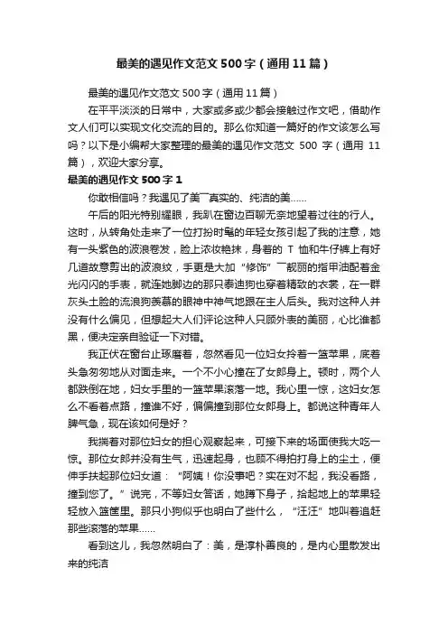 最美的遇见作文范文500字（通用11篇）