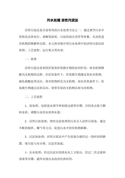污水处理 活性污泥法